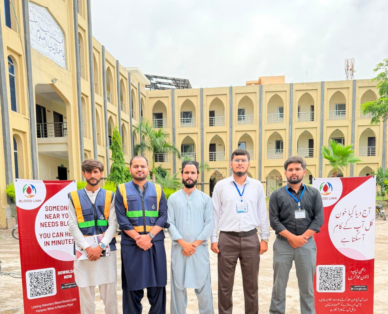 Volunteers coordinating a blood donation camp